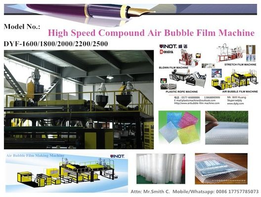 1200 - 2000mm Width PE Air Bubble Film Machine With Back Unwinder Station